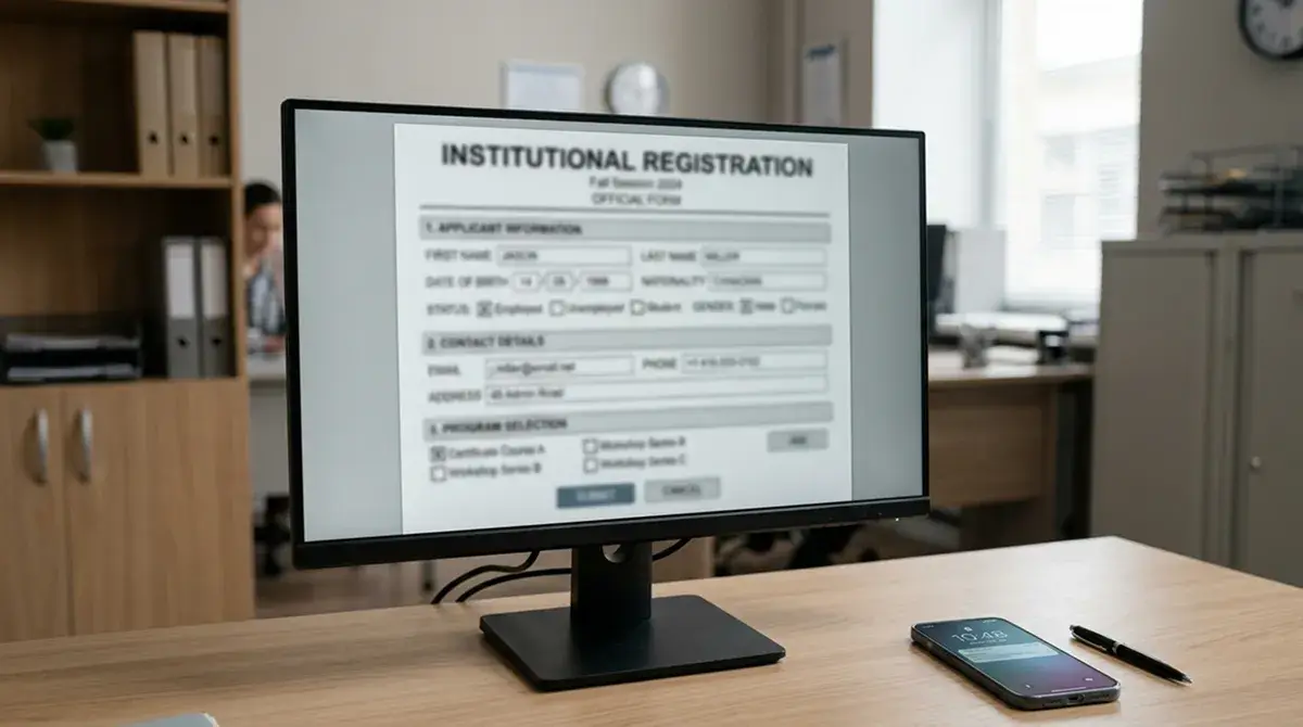 Formulario del RGIAJ en pantalla de ordenador con un teléfono móvil al lado mostrando la app de Bizum