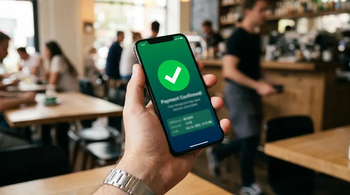 Pantalla de teléfono móvil mostrando la confirmación instantánea de un depósito en un casino online