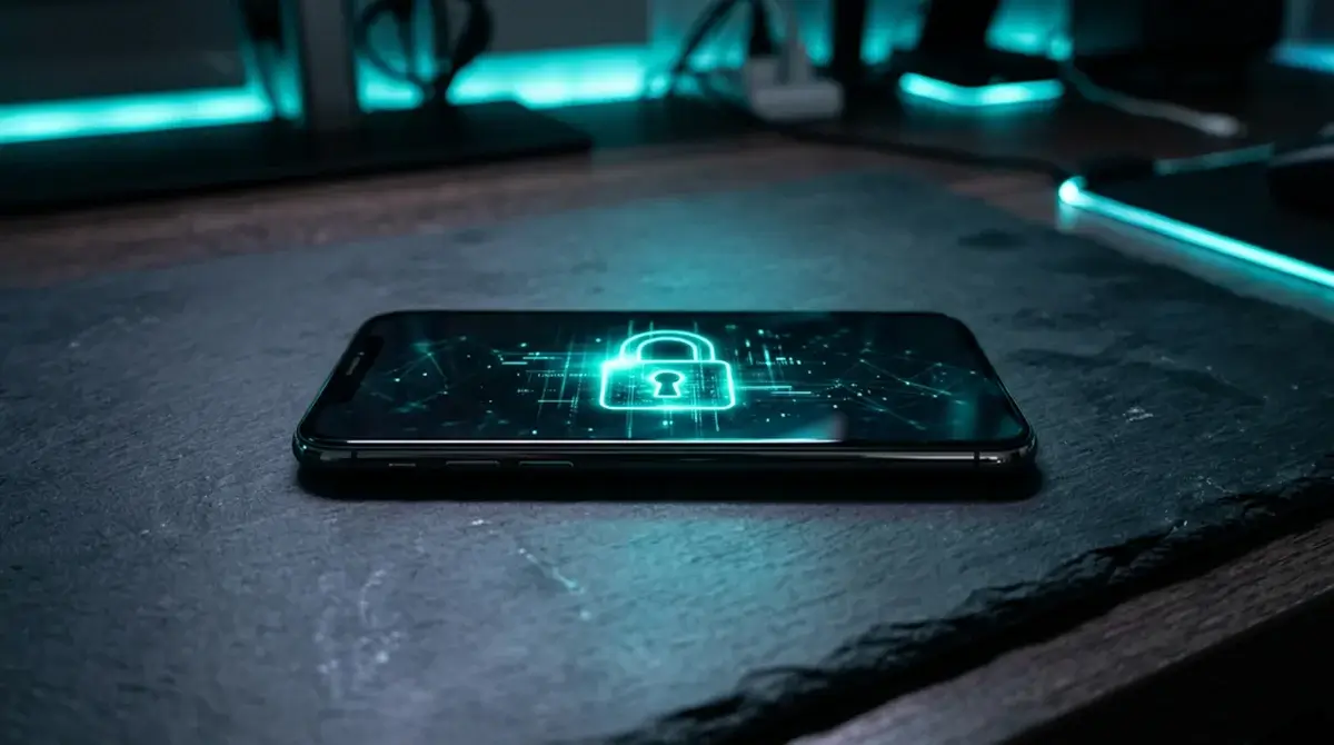Candado digital sobre la pantalla de un teléfono móvil con la interfaz de pago Bizum